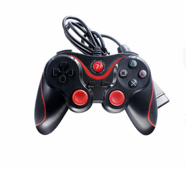 PS2 Vibrating Wristpad/Dual Vibrating Dual Color Controller/Computer Gamepad-(CH-PS2-009)-Red & Blue