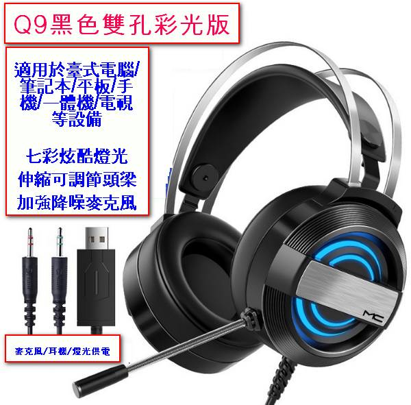 Headphones - Q9 Black Dual-Hole IPL Edition