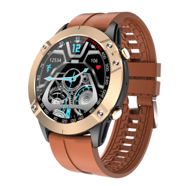 DK60 Smart Band Bluetooth Call Heart Rate Blood Pressure Blood Oxygen Music Control Watch (Golden Brown)