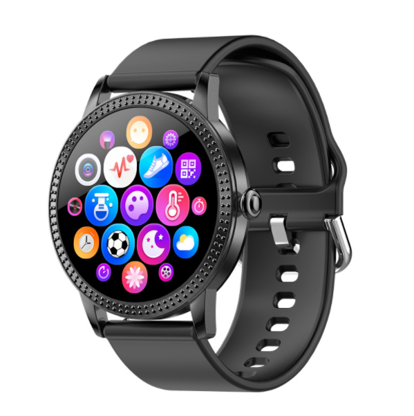 CF18P Smart WatchHeart Rate and Blood Pressure MonitoringRound Screen Smart Reminder Exercise Step Counting (Vinyl)