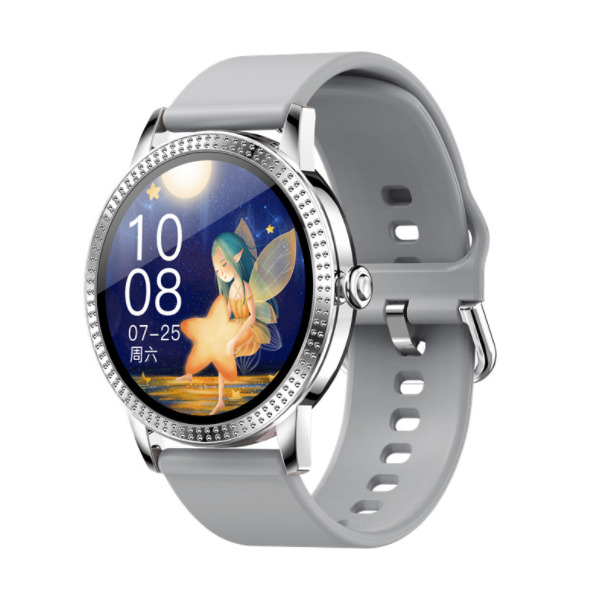 CF18P Smart Watch Heart Rate and Blood Pressure Monitoring Round Screen Smart Reminder Sports Step Counting (Gray Glue)