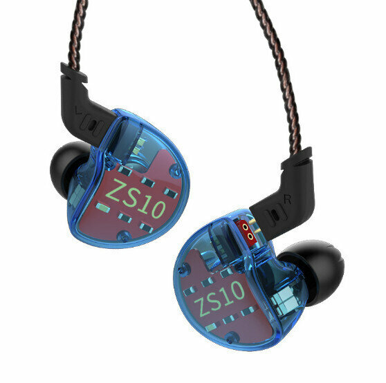 In-ear coil iron wired headphones (translucent blue - standard