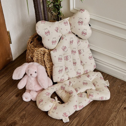 Ribbon兔兔寶貝/三色青龍寶寶/熊仔松鼠兔兔格紋派對-四季嬰兒車墊