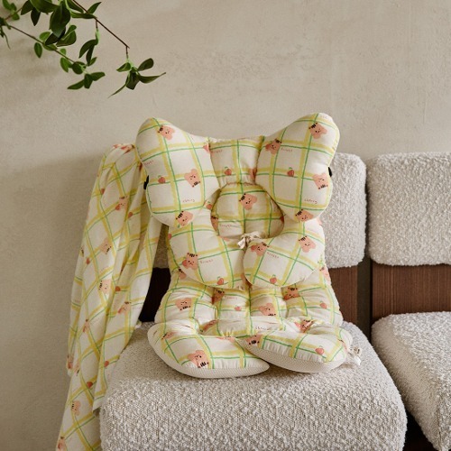 Ribbon兔兔寶貝/三色青龍寶寶/熊仔松鼠兔兔格紋派對-四季嬰兒車墊