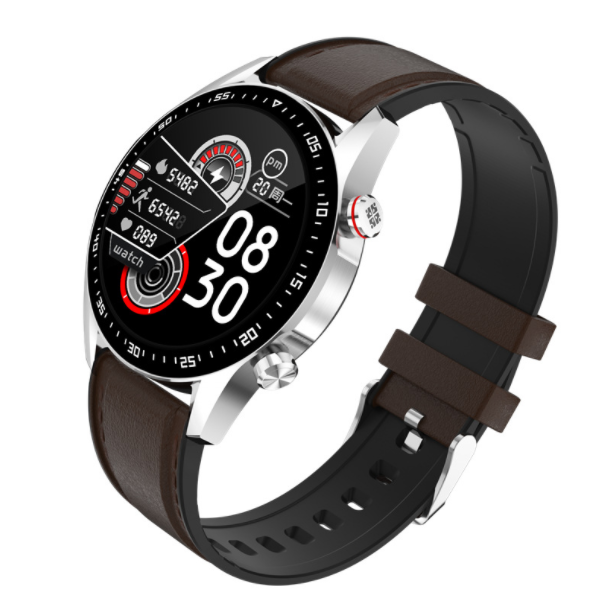 E12 Smart Call Bracelet Bluetooth Call Music Playback Watch Sports Waterproof Monitoring Bracelet (Brown Skin)