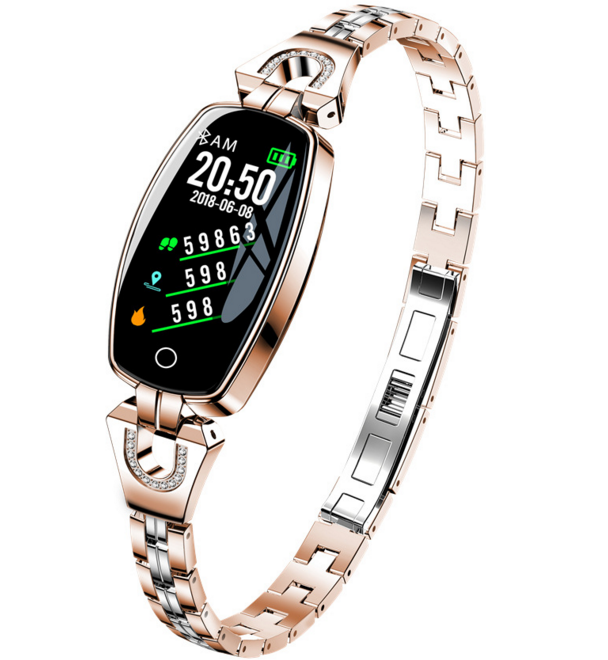 H8 Smart Band ECG HD Color Screen Weather Forecast Waterproof Heart Rate Blood Pressure Health Detection Women's Watch (Gold)