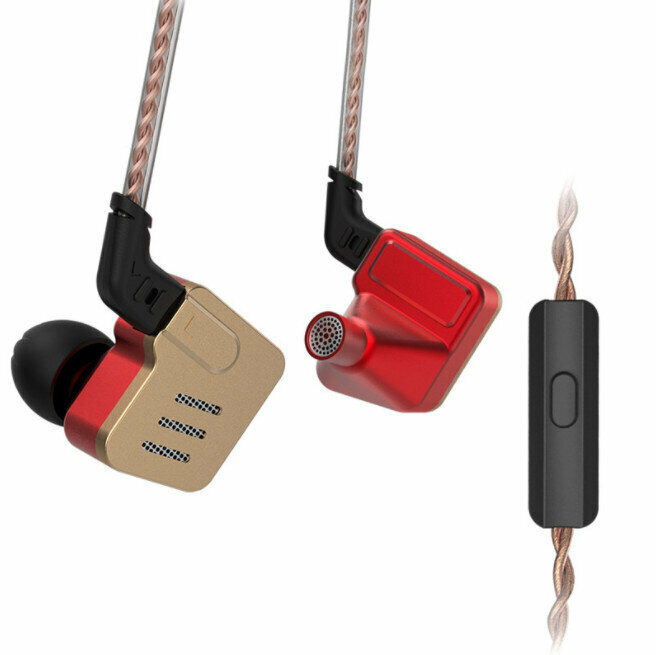 Wrap-around live iron wired headphones (golden flame color - with microphone)