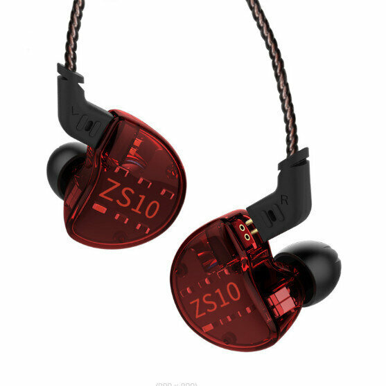 In-ear coil iron wired headphones (translucent red-standard)