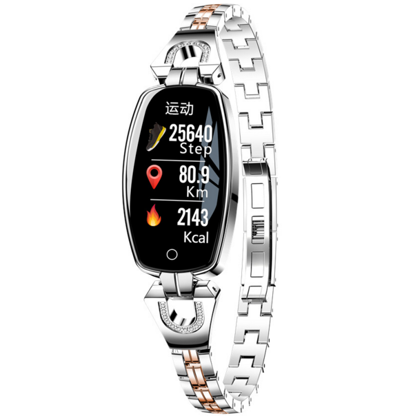 H8 Smart Band ECG HD Color Screen Weather Forecast Waterproof Heart Rate Blood Pressure Health Detection Women's Watch (Silver Gray)