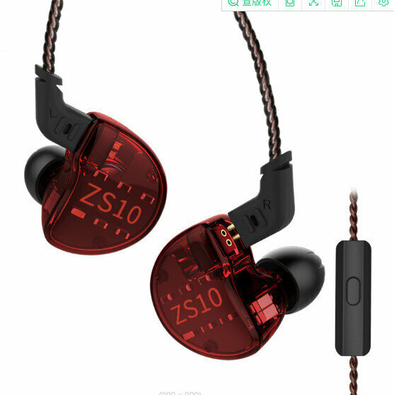 In-ear coil iron wired headphones (translucent red-with microphone)