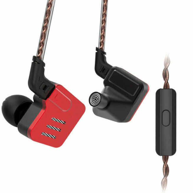 Wrap-around moving iron wired headphones (black flame - with microphone)