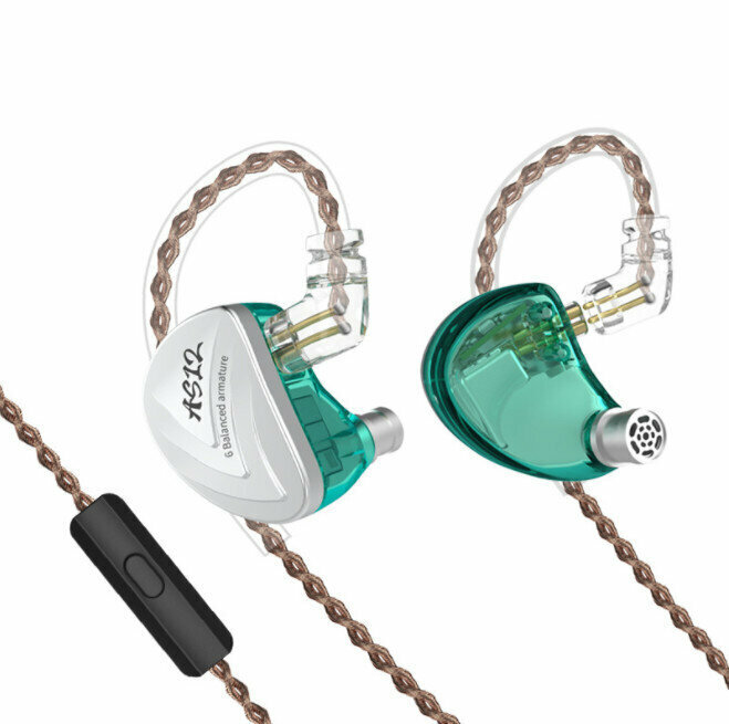 Ear-wrapping moving iron wired headset (Phantom Silver Green - with microphone)