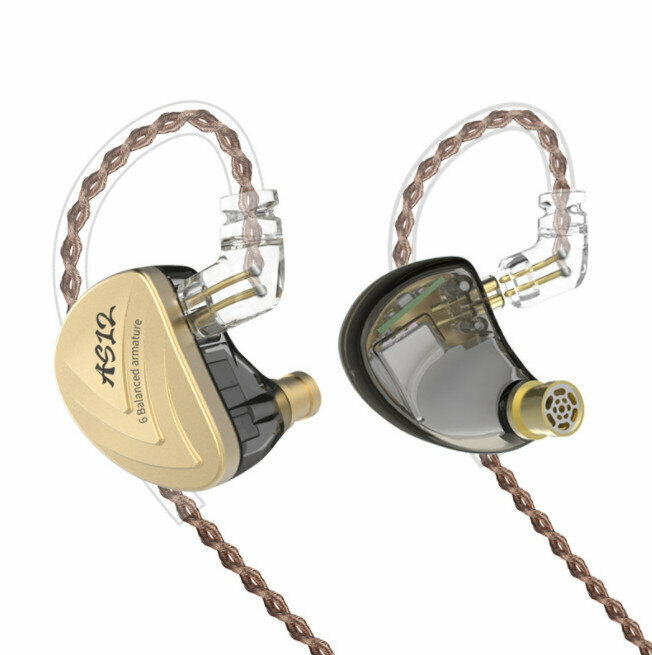 Wrap-around dynamic iron wired headphones (Phantom Gold Black - Standard)