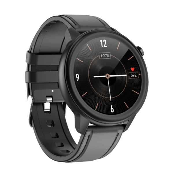 E80 Smart Body Temperature Watch ECG+PPG ECG Heart Rate, Blood Pressure, Blood Oxygen Information Reminder, Multi-Exercise Bracelet (Black Leather)