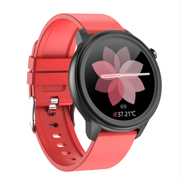 E80 Smart Body Temperature Watch ECG+PPG ECG Heart Rate, Blood Pressure, Blood Oxygen Information Reminder, Multi-sport Bracelet (Red Glue)