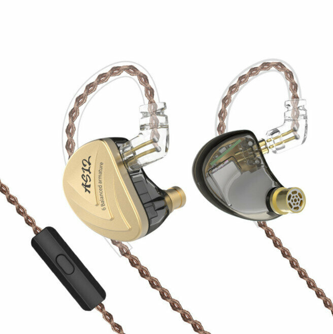 Wrap-around arcade wired headphones (Phantom Gold Black - with microphone)