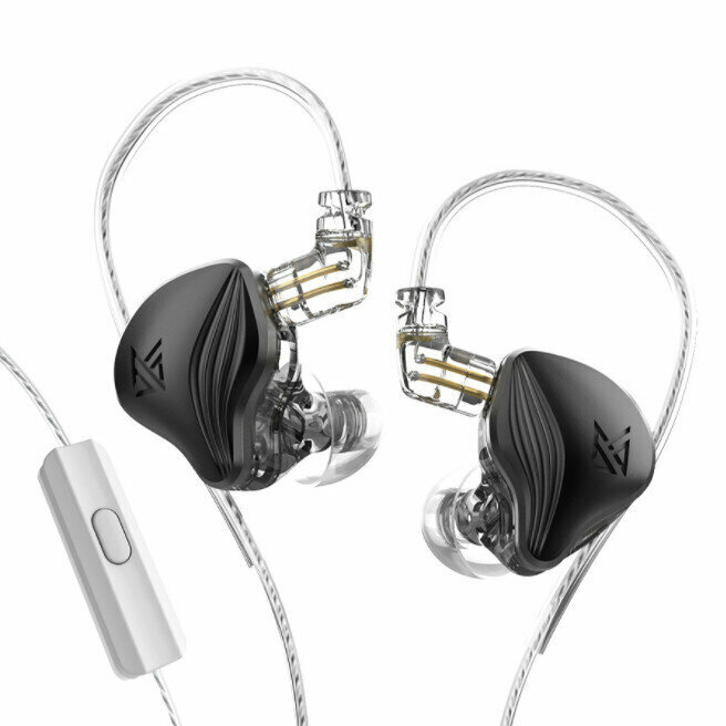 In-ear electrostatic coil iron wired headphones (metal black-with microphone version