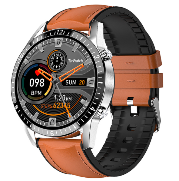 i9 heart rate, blood pressure, blood oxygen remote control, photography, swimming-grade bluetooth call, business call, smart watch (belt-silver brown)