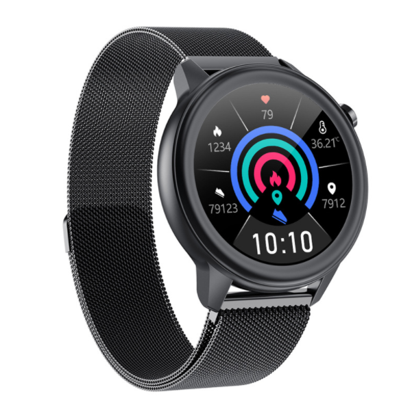 E80 Smart Body Temperature Watch ECG+PPG ECG Heart Rate, Blood Pressure, Blood Oxygen Information Reminder, Multi-Sport Bracelet (Black Steel)