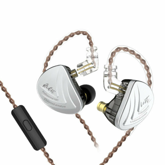 Wrap-around type moving iron wired headphones (Polar Night Black - with microphone)