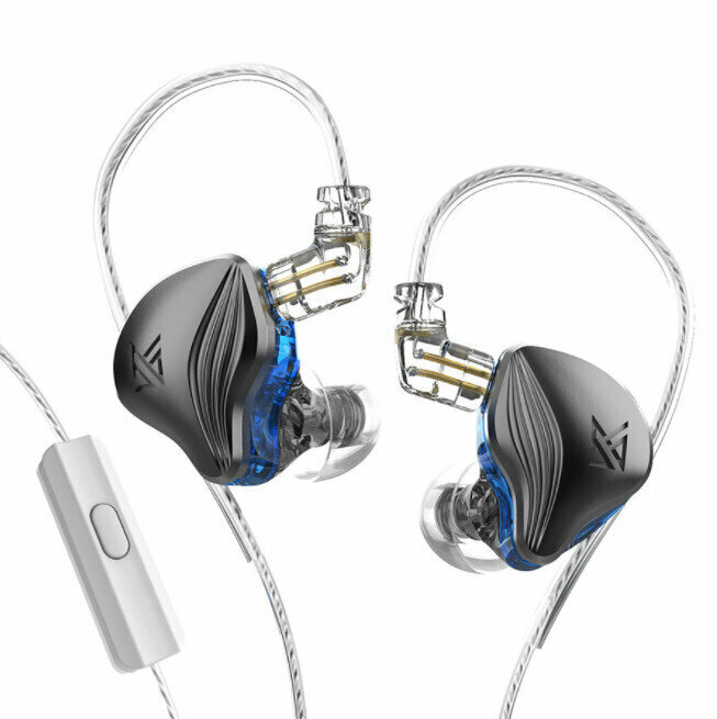 In-ear electrostatic coil iron wired headphones (gun gray blue - with microphone version)