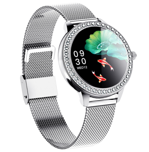 SN91 Bluetooth Smart Band Heart Rate Blood Pressure Measurement Women's Menstrual Period Women's Watch (Silver Steel)