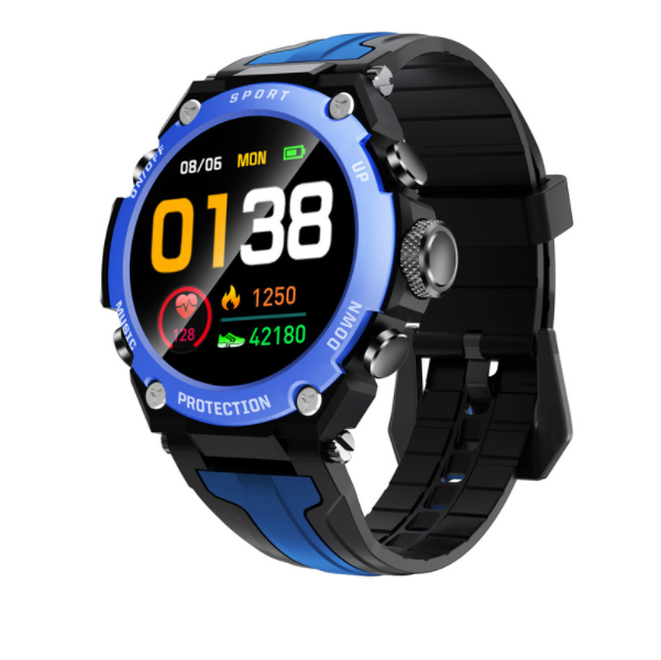 DK10 Smart Bluetooth Call Heart Rate Blood Pressure Monitoring Step Counting Sports Outdoor Waterproof Full Touch Large Screen Watch (Blue)