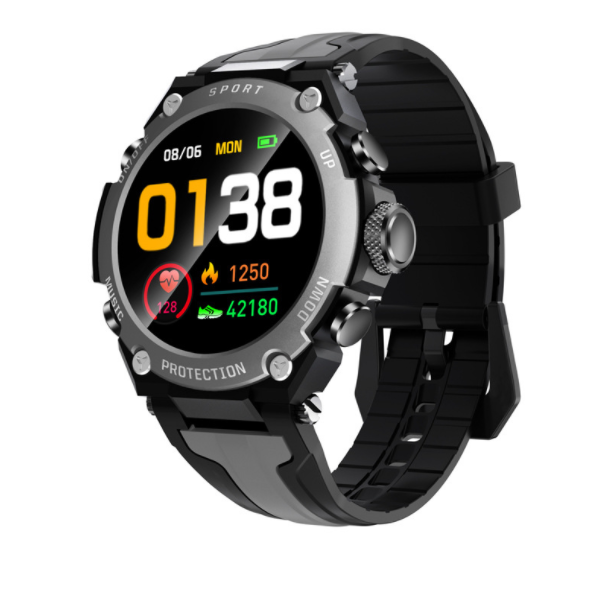 DK10 Smart Bluetooth Call Heart Rate Blood Pressure Monitoring Step Counting Sports Outdoor Waterproof Full Touch Large Screen Watch (Black)