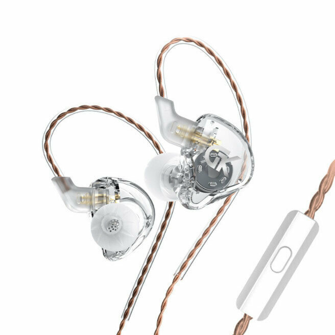 In-ear ring iron headphones HIFI wired headphones (transparent - with microphone)