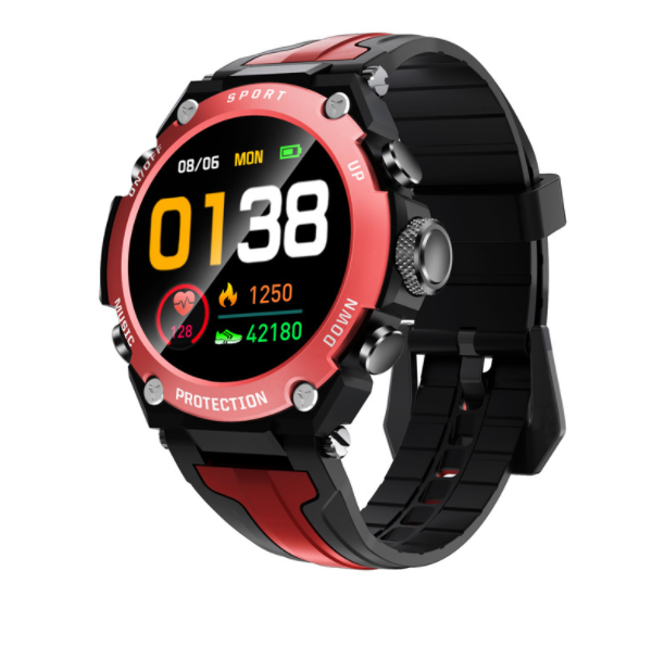 DK10 Smart Bluetooth Call Heart Rate Blood Pressure Monitoring Step Counting Sports Outdoor Waterproof Full Touch Large Screen Watch (Red)