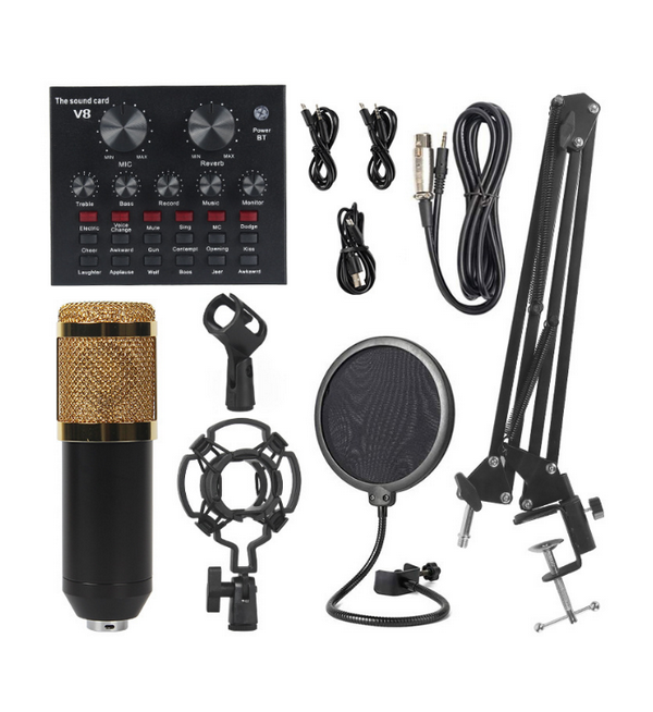 Wired condenser microphone BM800 - live broadcast kit + sound card