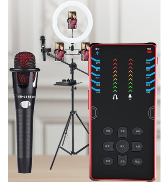 S8 Live Streaming Equipment Set (S8 + E300 + 26CM Fill Light Floor Stand + Headphones + OTG (Choose One of the Two))