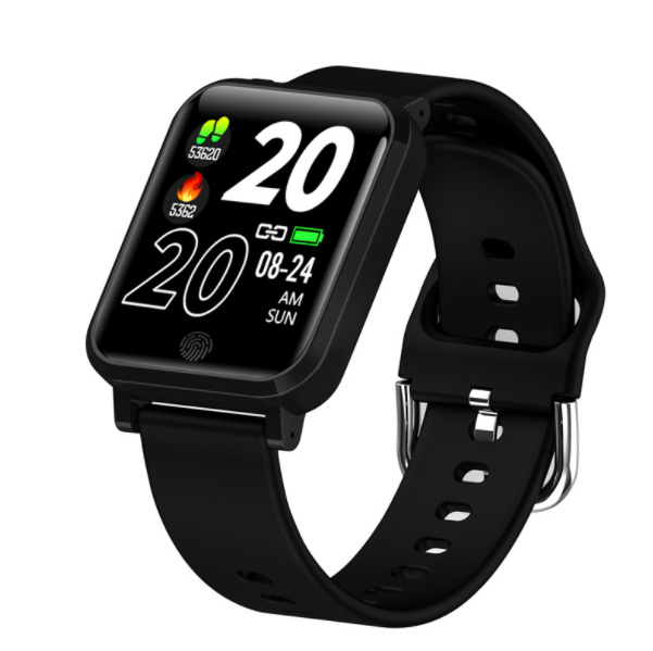 F29 Body Temperature Detection Bracelet Smart Heart Rate Blood Pressure Japanese Instruction Manual Bracelet Body Temperature Measurement Watch High Temperature Alarm (Black)