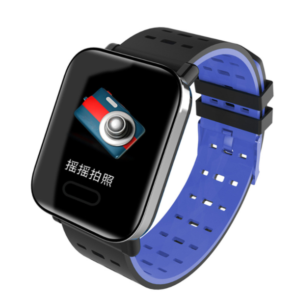 A6 Color Screen Smart Watch Heart Rate Blood Pressure Sleep Monitoring 1.3 inch IP67 Waterproof Running (Silver Blue)