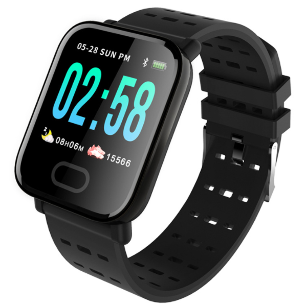 A6 Color Screen Smart Watch Heart Rate, Blood Pressure, Sleep Monitoring, 1.3 Inch IP67 Waterproof Running (Silver Black)