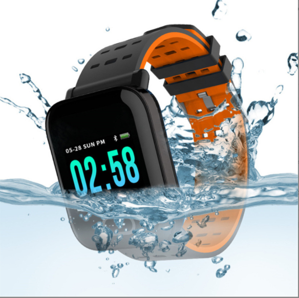 A6 Color Screen Smart Watch Heart Rate Blood Pressure Sleep Monitoring 1.3 inch IP67 Waterproof Running (Silver Orange)