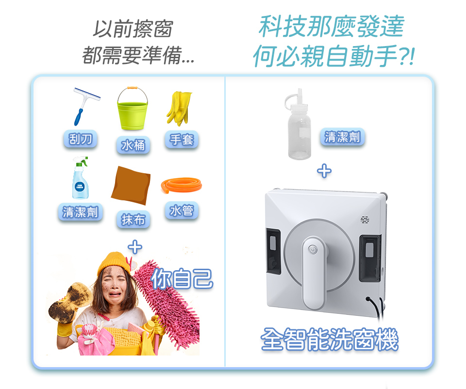 以前擦窗 vs 現在擦窗