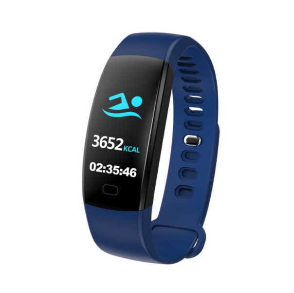 F64 Smart Bracelet Heart Rate Blood Oxygen Monitoring Sports Pedometer Watch Sleep Compatible IOS Android Universal (Blue)