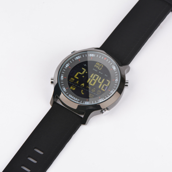 EX18 Smart Watch Sports Step Counting Phone Message Alarm Clock Reminder Bluetooth Waterproof Luminous Dial Super Long Time (Black)