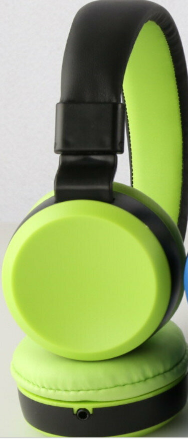熱賣線控頭戴式耳機電腦網吧遊戲有線耳機運動手機耳咪可折疊（綠色）