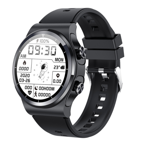 GT69 Smart Watch Headset 2-in-1 Sports Heart Rate Curve Monitoring Multi-sport Bracelet (All Black)