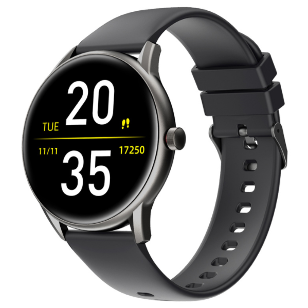 KW06PRO Round Screen Smart WatchHeart Rate, Sleep Monitoring, Health, Music Control, Playback, Sports Bracelet (Gun Black)