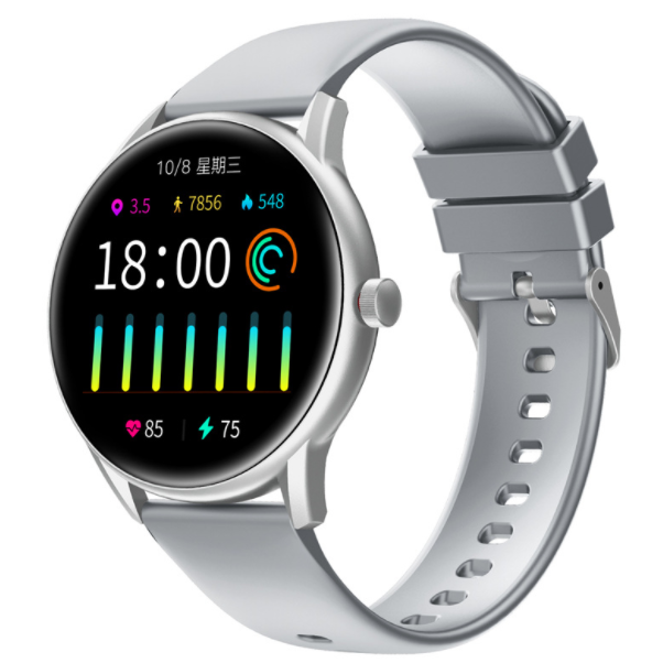 KW06PRO Round Screen Smart WatchHeart Rate, Sleep Monitoring, Health, Music Control, Playback, Sports Bracelet (Silver Gray)