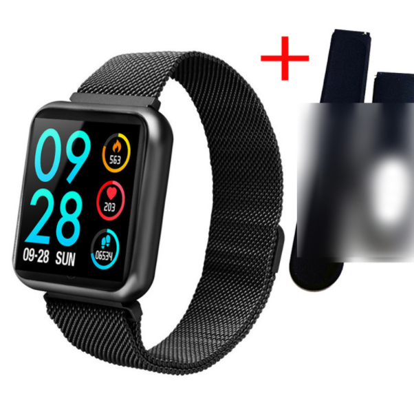 P70 Smart Watch Adult Fashion Sports Pedometer Bracelet Heart Rate Monitoring Call SMS Content Reminder (Black)