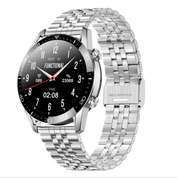 TK28 Smart Watch Bluetooth Call Heart Rate ECG Monitoring Watch IP68 Waterproof (Silver Steel)