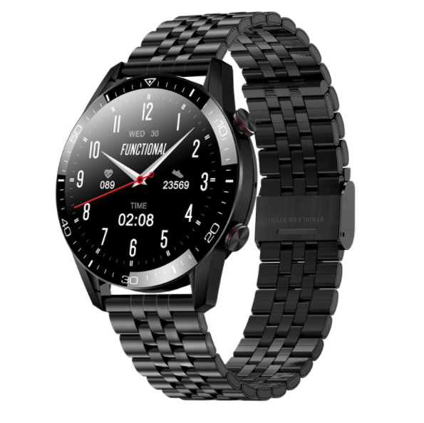 TK28 Smart Watch Bluetooth Call Heart Rate ECG Monitoring Watch IP68 Waterproof (Black Steel)
