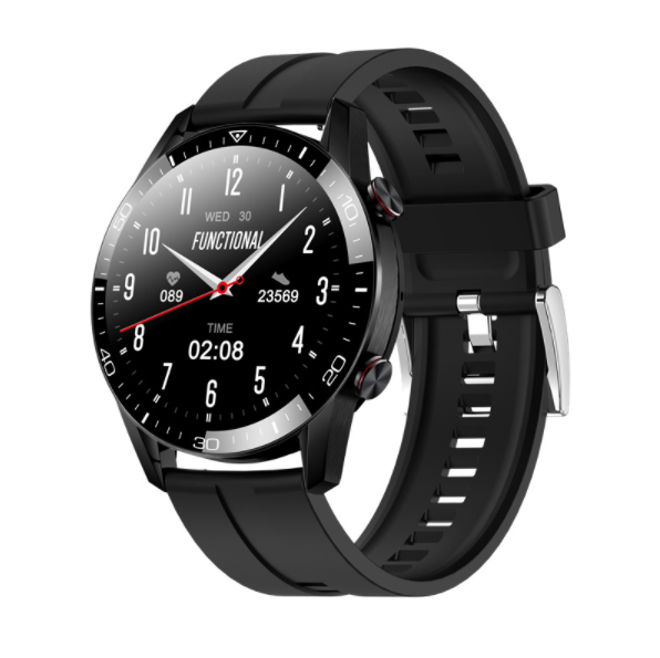 TK28 Smart Watch Bluetooth Call Heart Rate ECG Monitoring Watch IP68 Waterproof (Silicone + Black)
