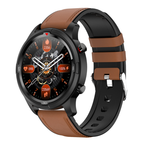 Dual-mode TW26 Bluetooth Call Smart Watch Local Music TWS Storage Songs Continuous Heart Rate Monitoring (Brown Skin)
