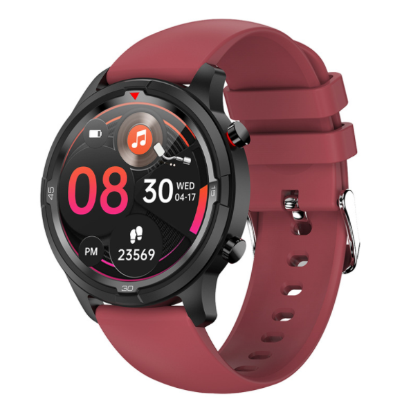 Dual-mode TW26 Bluetooth Call Smart Watch Local Music TWS Storage Songs Continuous Heart Rate Monitoring (TPU-Red)