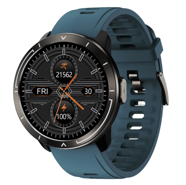 M18plus Smart Band ECG+PPG ECG Heart Rate and Blood Pressure Measurement Information Reminder Round Screen Watch (Black + TPU Blue)